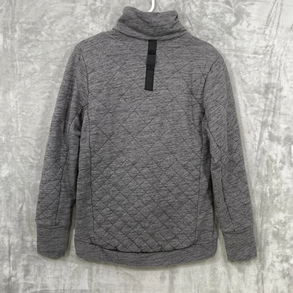 Lululemon Forever Warm Pullover Womens Size 6‎ Gray Quilted 1/4 Zip Lined Chunky
